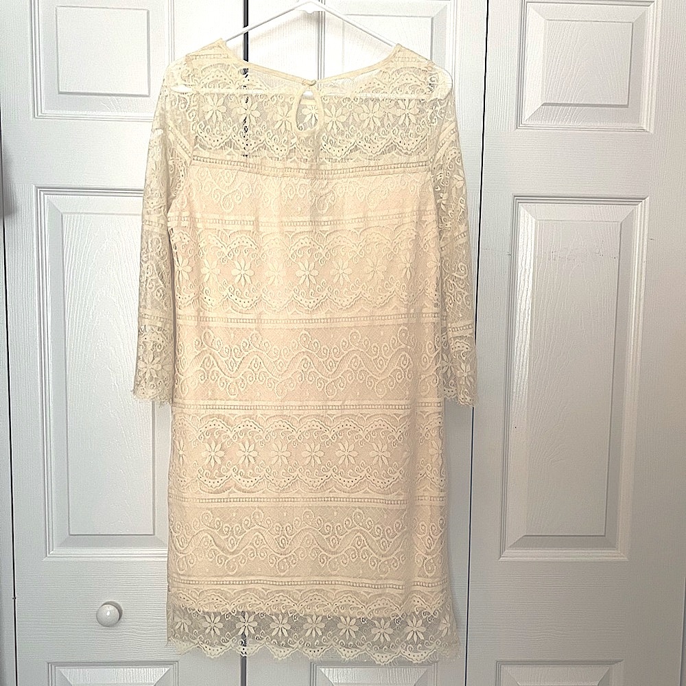 MAX STUDIO LONDON Cream All Over Lace Dress Size Women’s Medium